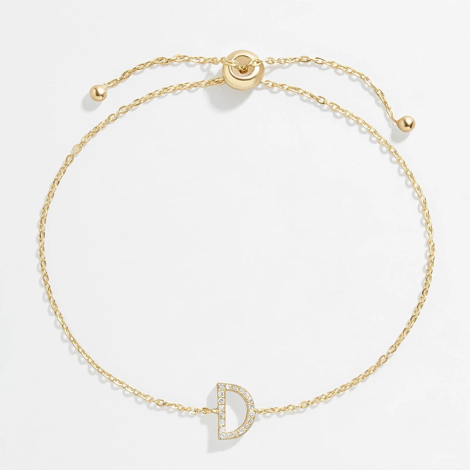 14K Gold & Diamond Initial Bracelet - Gold/Pavé