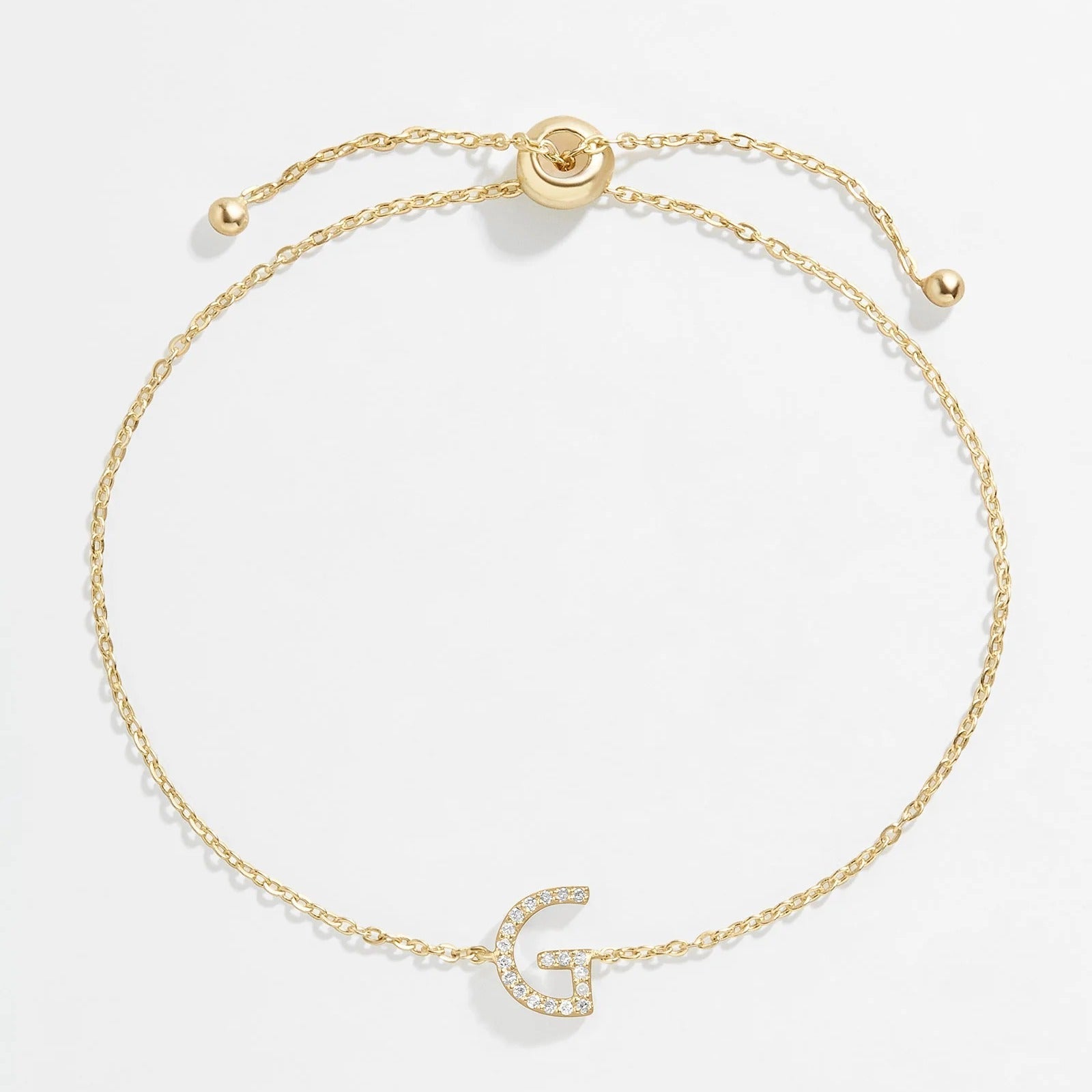 14K Gold & Diamond Initial Bracelet - Gold/Pavé
