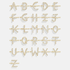 14K Gold & Diamond Initial Bracelet - Gold/Pavé