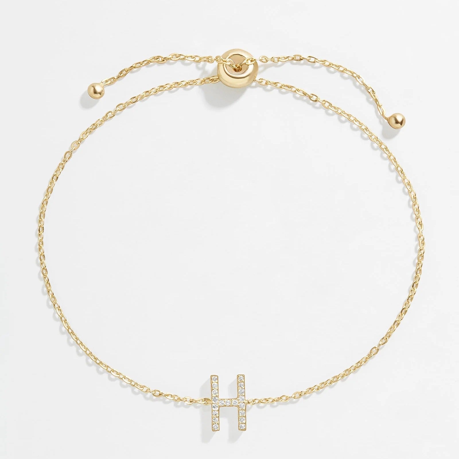 14K Gold & Diamond Initial Bracelet - Gold/Pavé