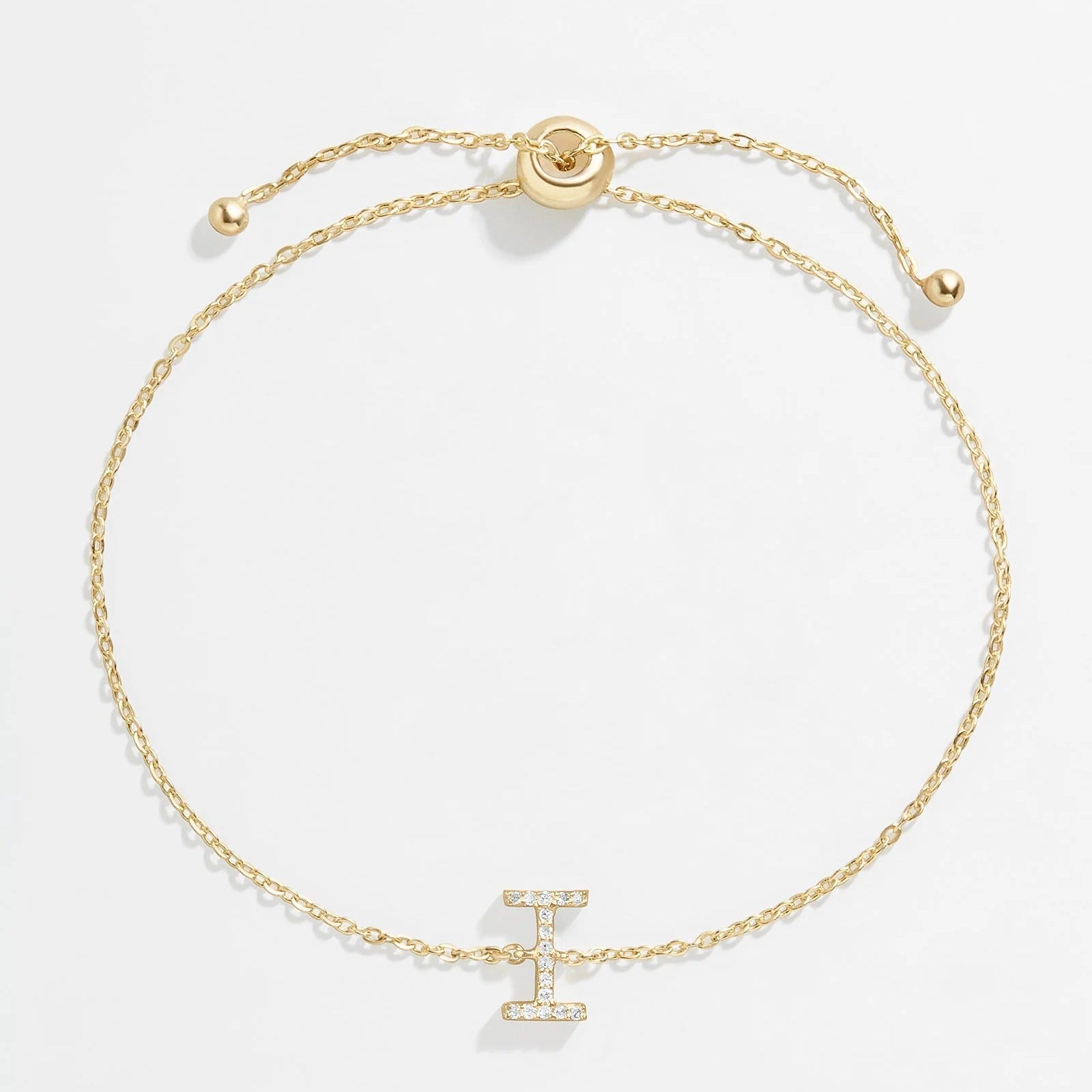 14K Gold & Diamond Initial Bracelet - Gold/Pavé