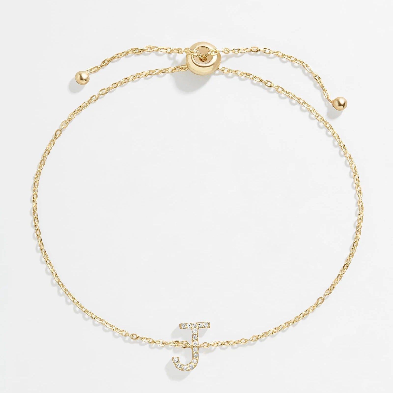 14K Gold & Diamond Initial Bracelet - Gold/Pavé
