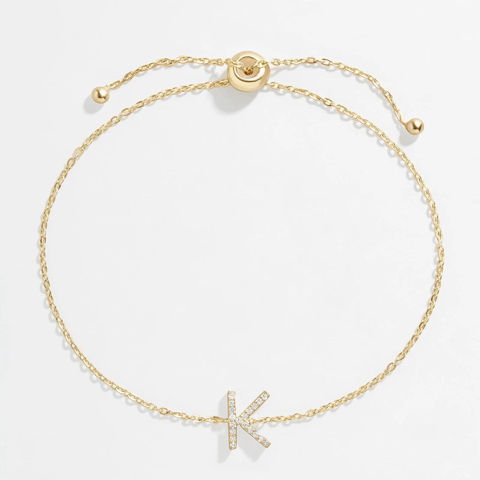 14K Gold & Diamond Initial Bracelet - Gold/Pavé