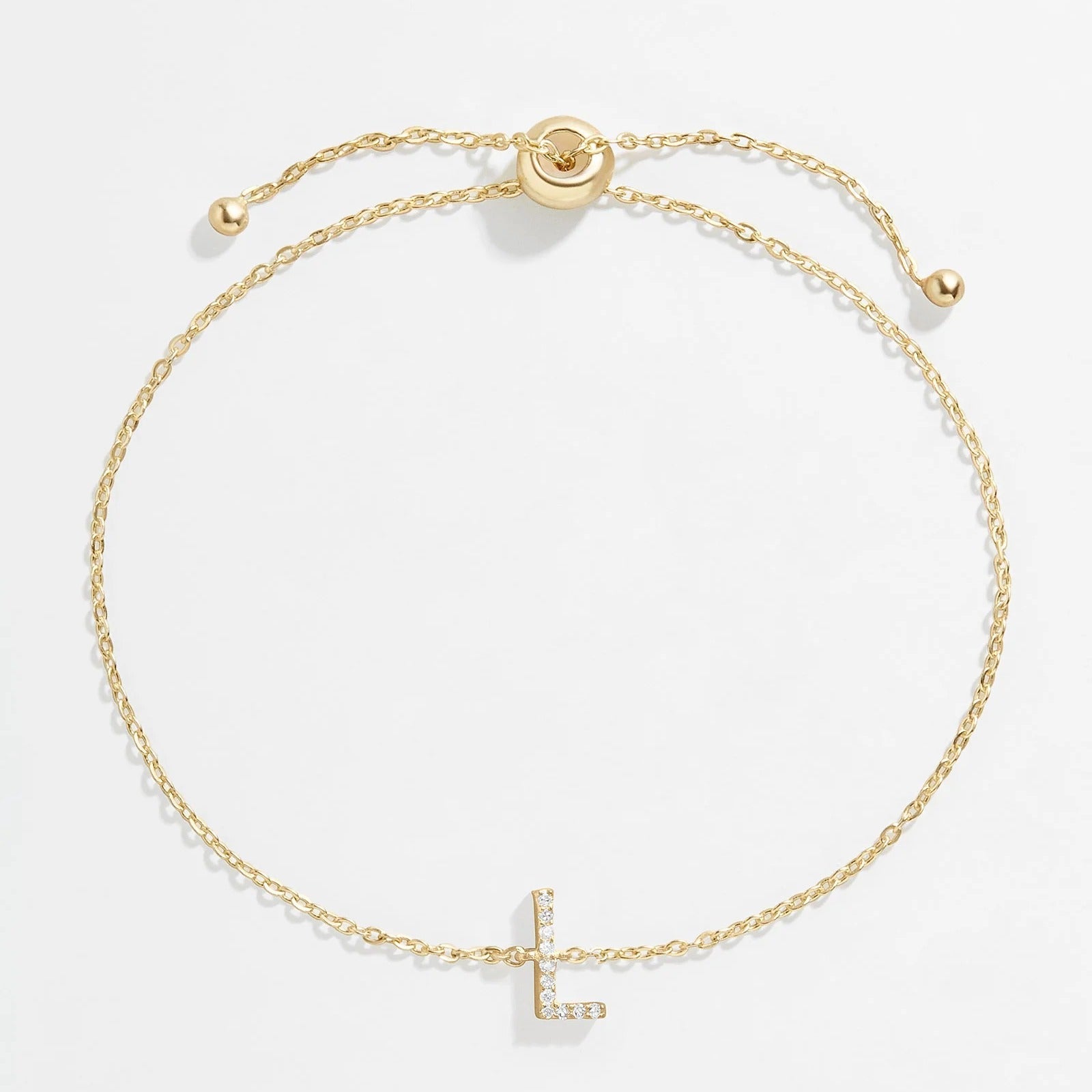 14K Gold & Diamond Initial Bracelet - Gold/Pavé