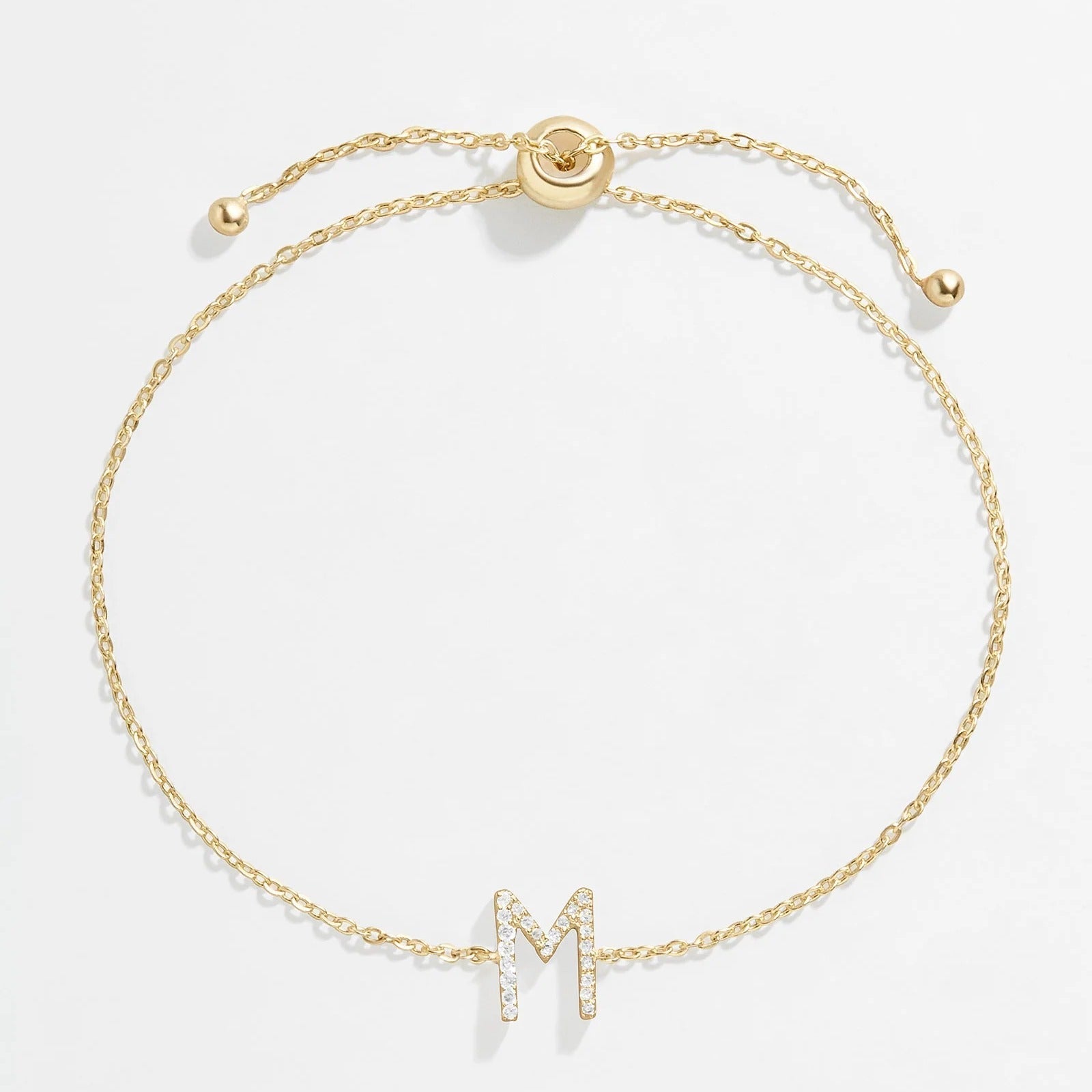 14K Gold & Diamond Initial Bracelet - Gold/Pavé