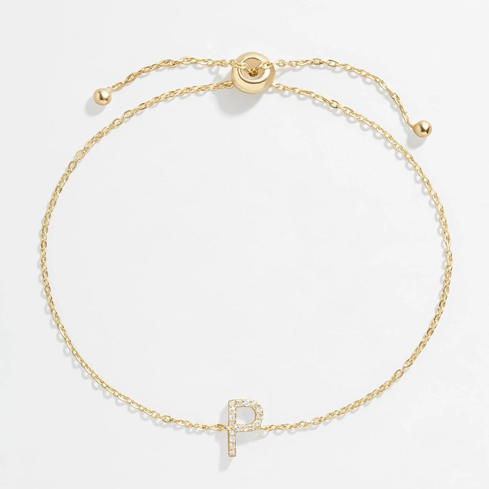 14K Gold & Diamond Initial Bracelet - Gold/Pavé