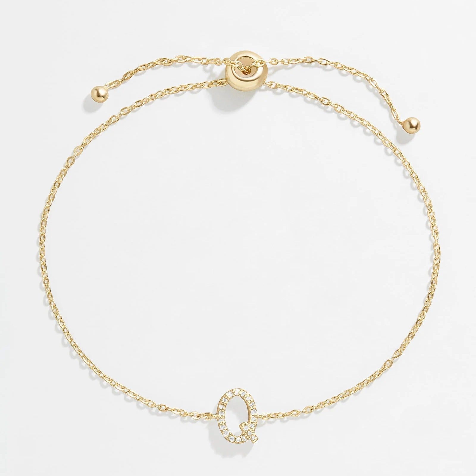 14K Gold & Diamond Initial Bracelet - Gold/Pavé