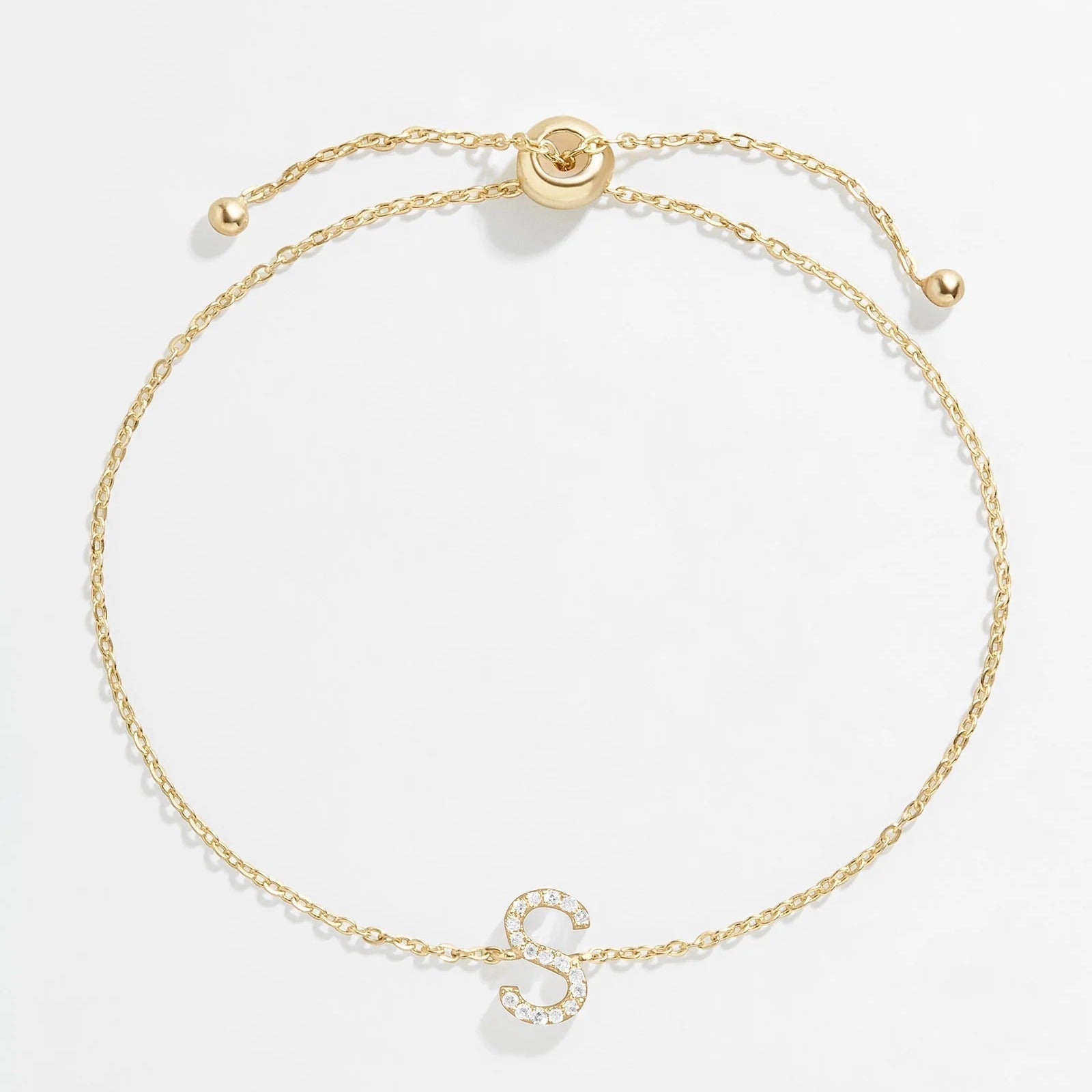 14K Gold & Diamond Initial Bracelet - Gold/Pavé