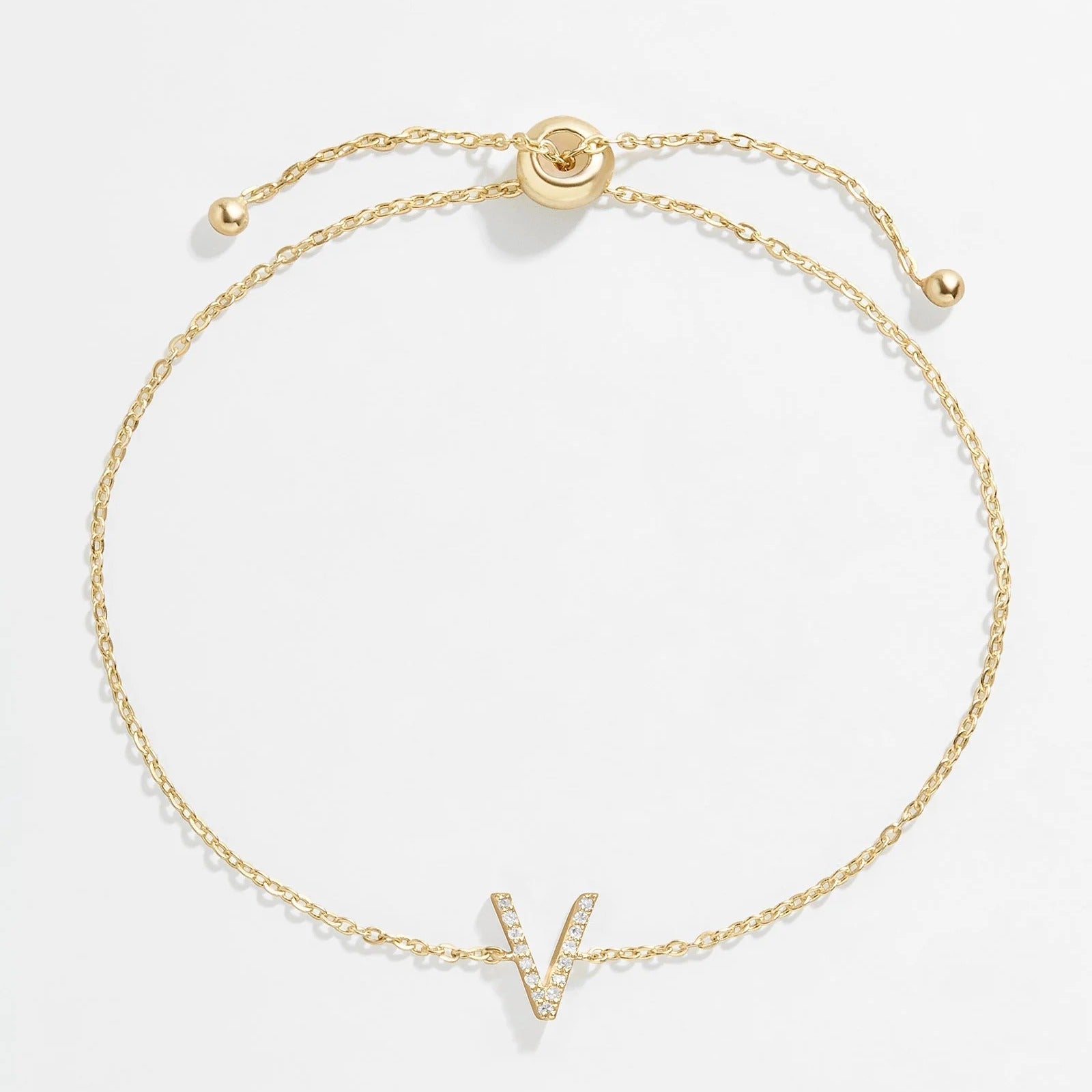 14K Gold & Diamond Initial Bracelet - Gold/Pavé