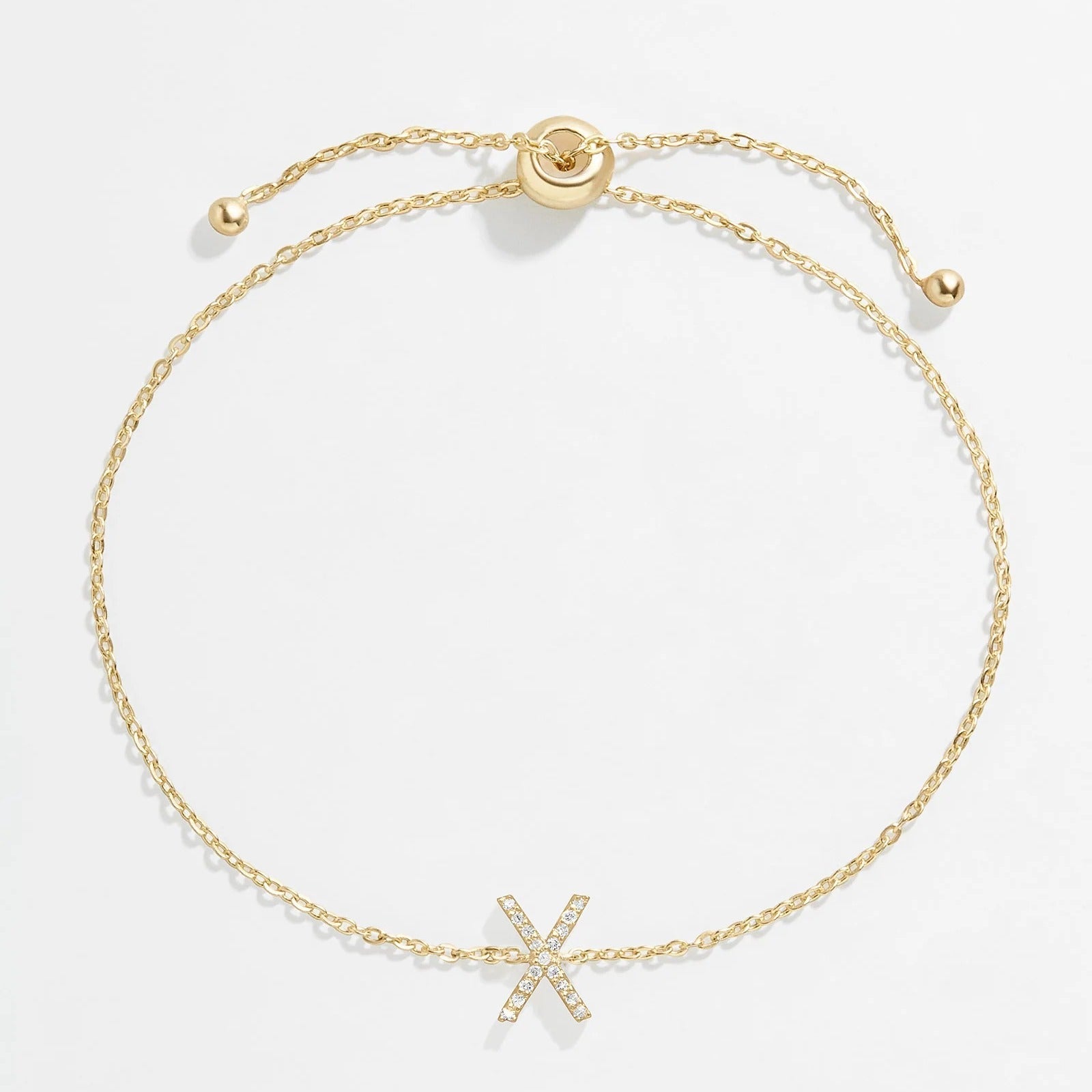14K Gold & Diamond Initial Bracelet - Gold/Pavé