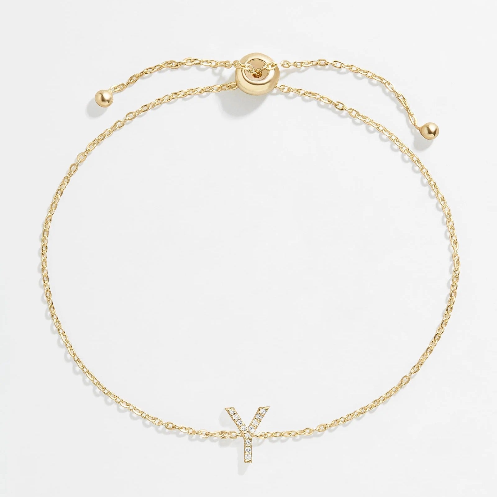 14K Gold & Diamond Initial Bracelet - Gold/Pavé