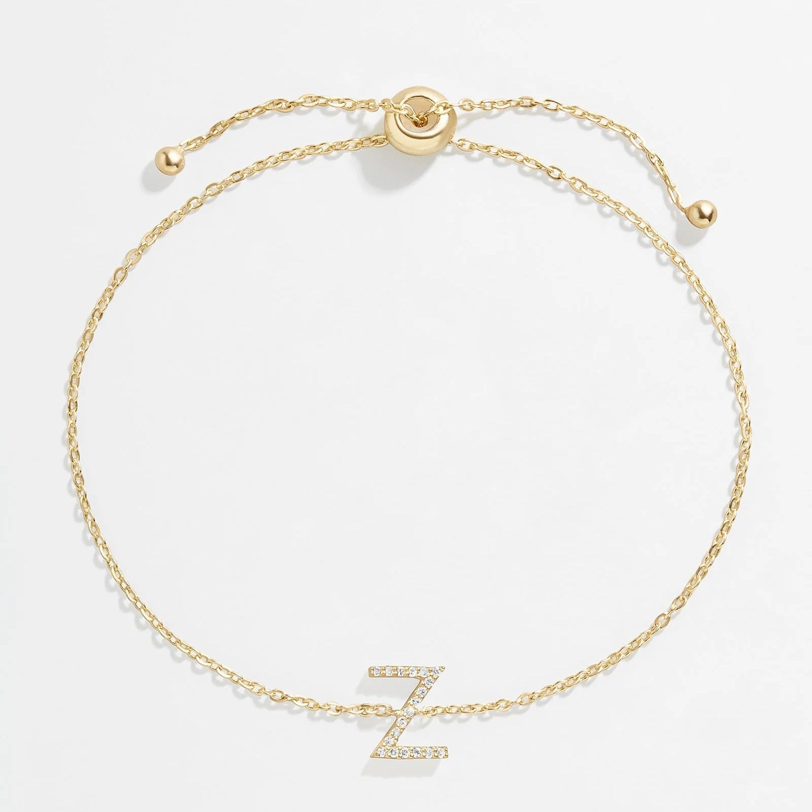 14K Gold & Diamond Initial Bracelet - Gold/Pavé
