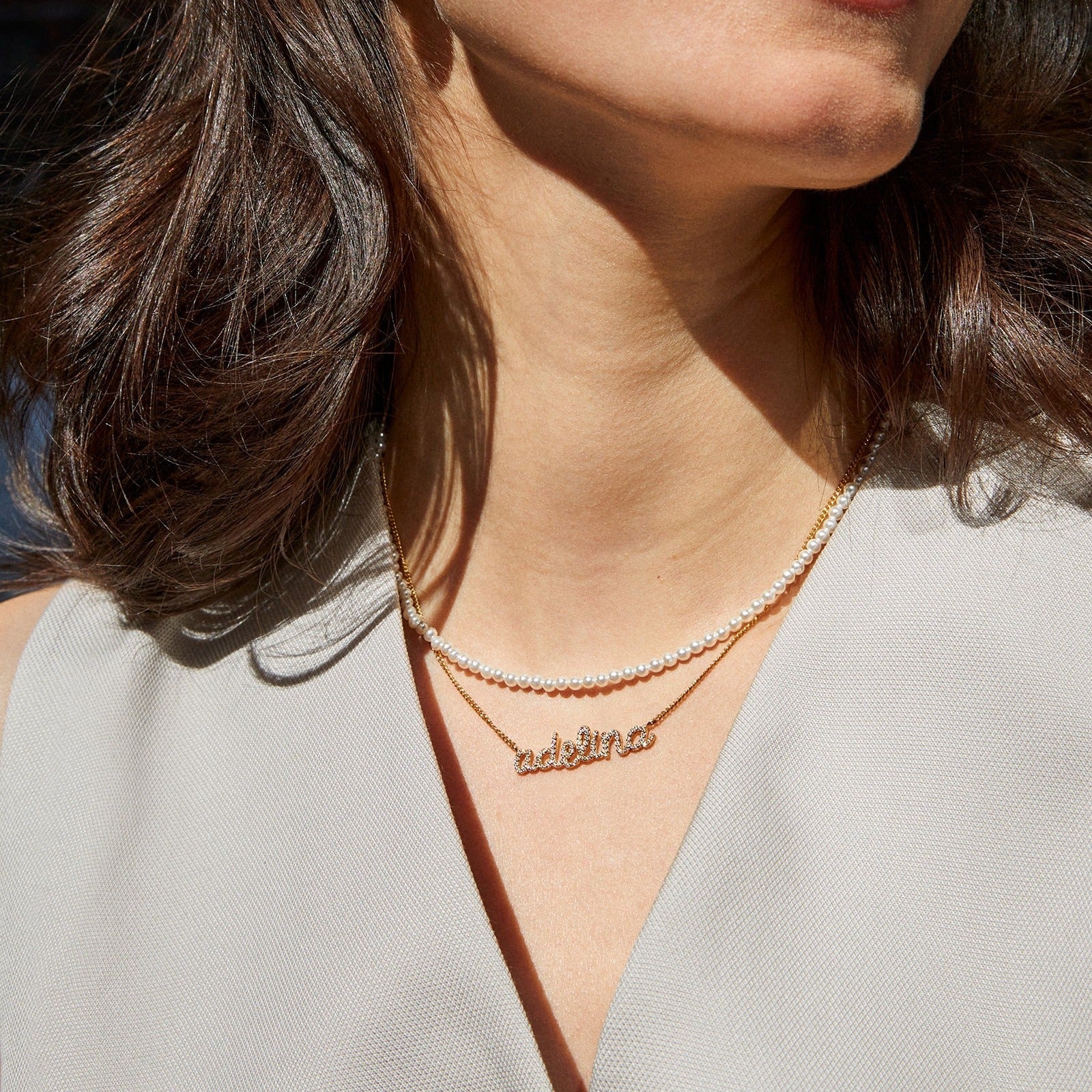14K Gold Custom Nameplate Necklace - Script
