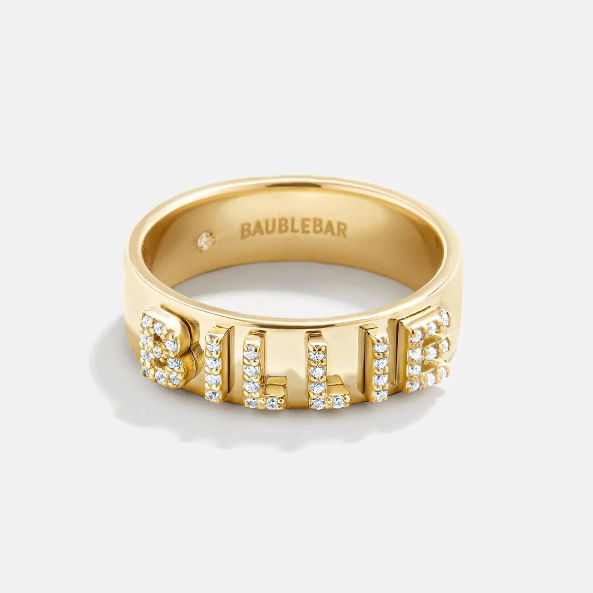 14K Gold Custom Block Ring - 14K Gold. Pavé Cubic Zirconia Stones