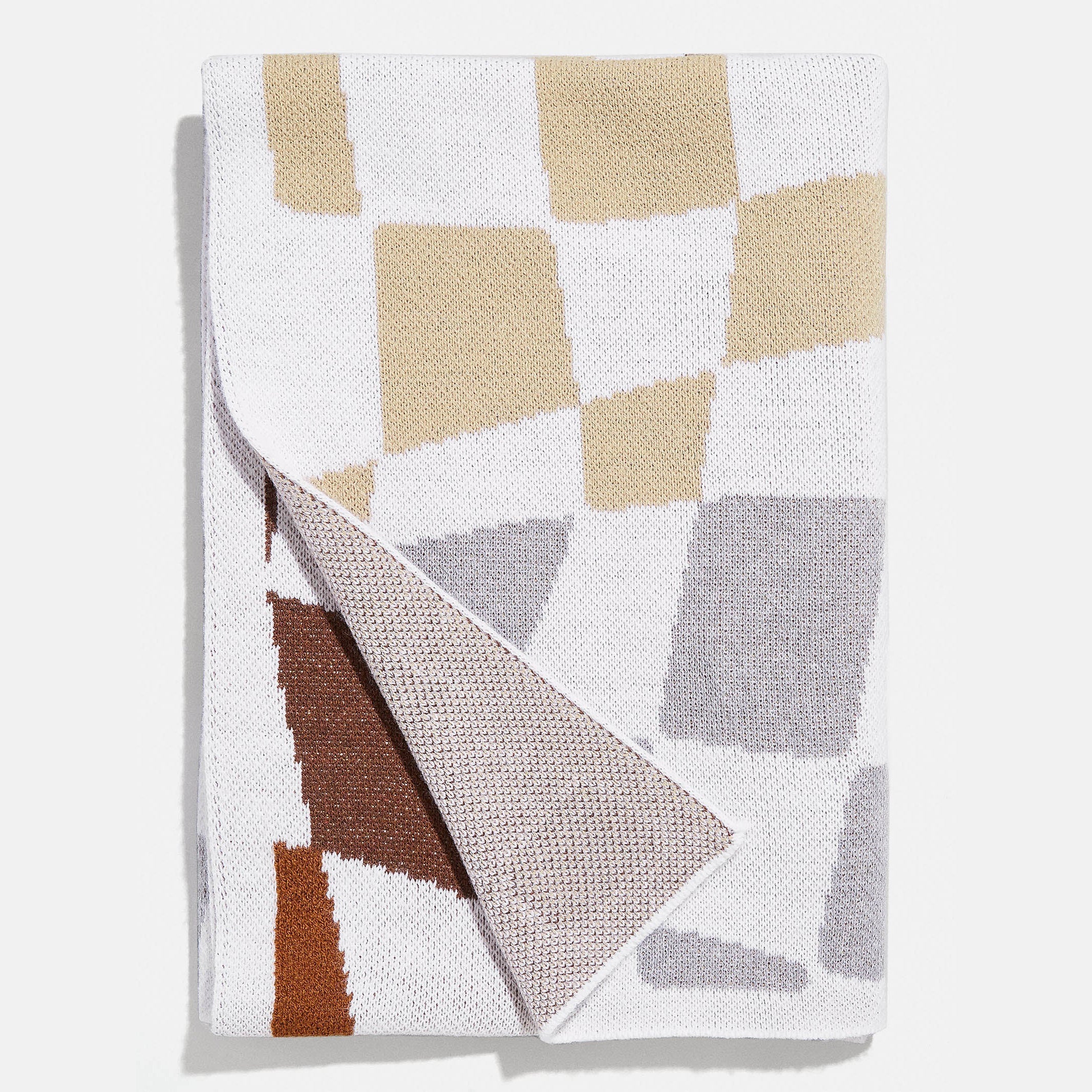 3D Check Custom Blanket - White/Brown