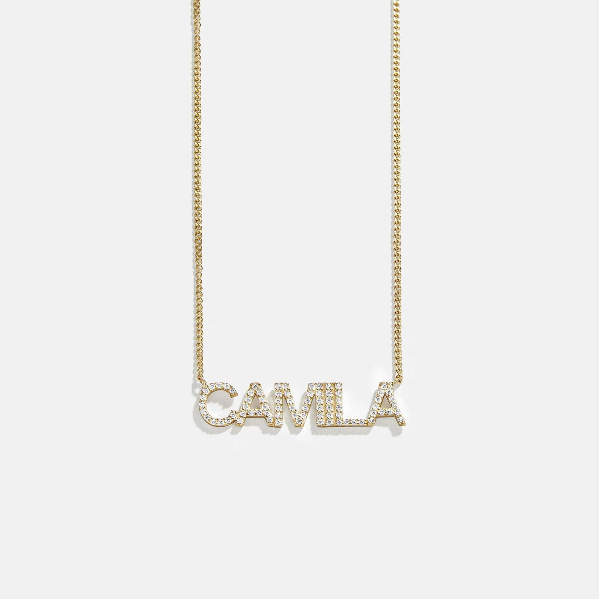 14K Gold Custom Nameplate Necklace - Block