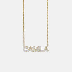 14K Gold Custom Nameplate Necklace - Block