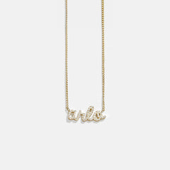 14K Gold Custom Nameplate Necklace - Script