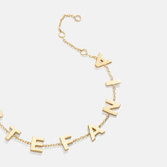 14K Gold Custom Spaced Letter Name Bracelet - 14K Gold