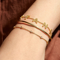 14K Gold Custom Spaced Letter Name Bracelet - 14K Gold