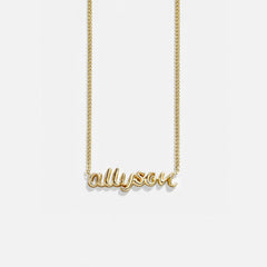 14K Gold Custom Nameplate Necklace - 3D Script