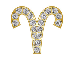 Aries Mini Zodiac  Icon - Pavé/Gold