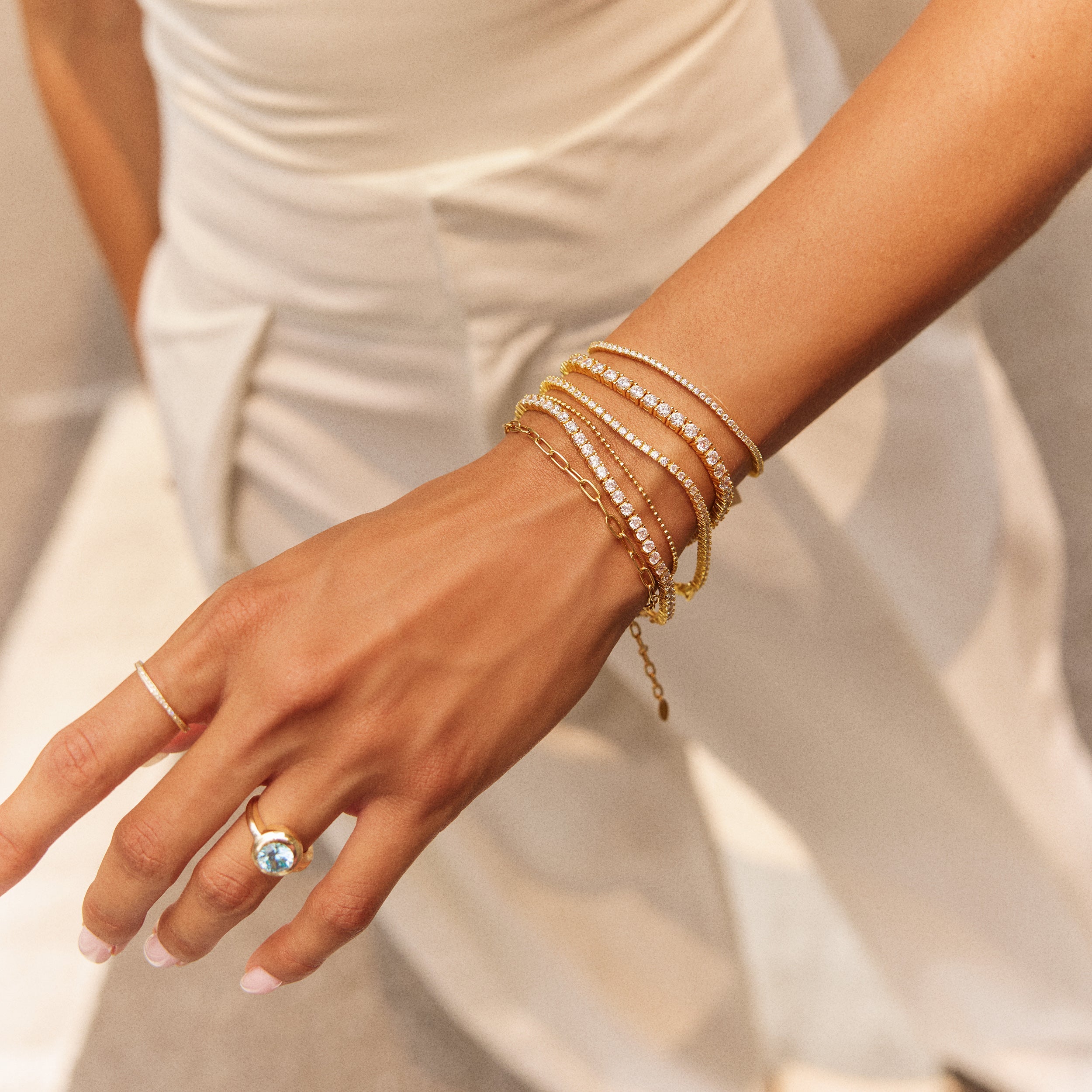 Billie 18K Gold Tennis Bracelet  - 18K Gold Plated Sterling Silver