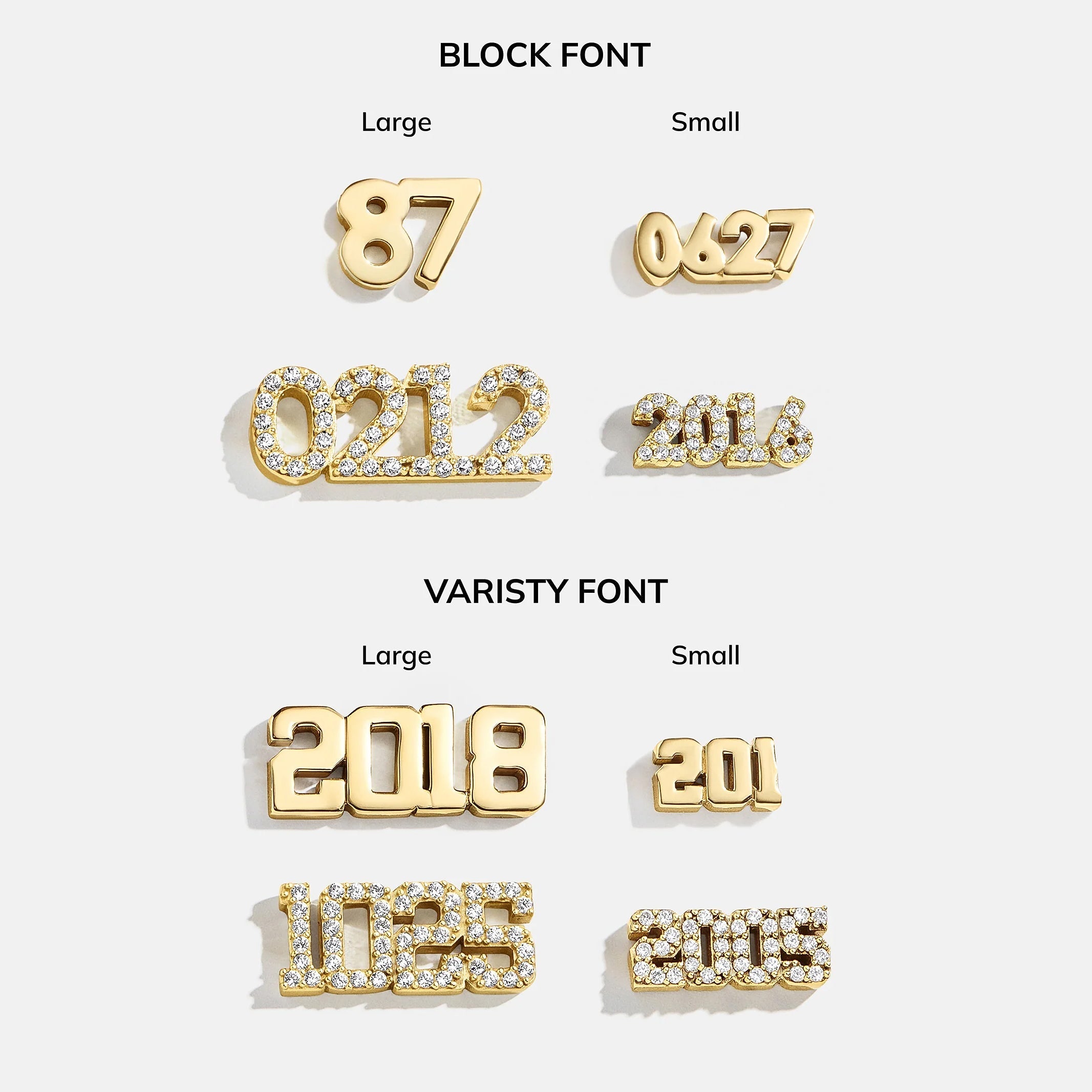 14K Gold Block Font Custom Number Bracelet - Block Font Numbers