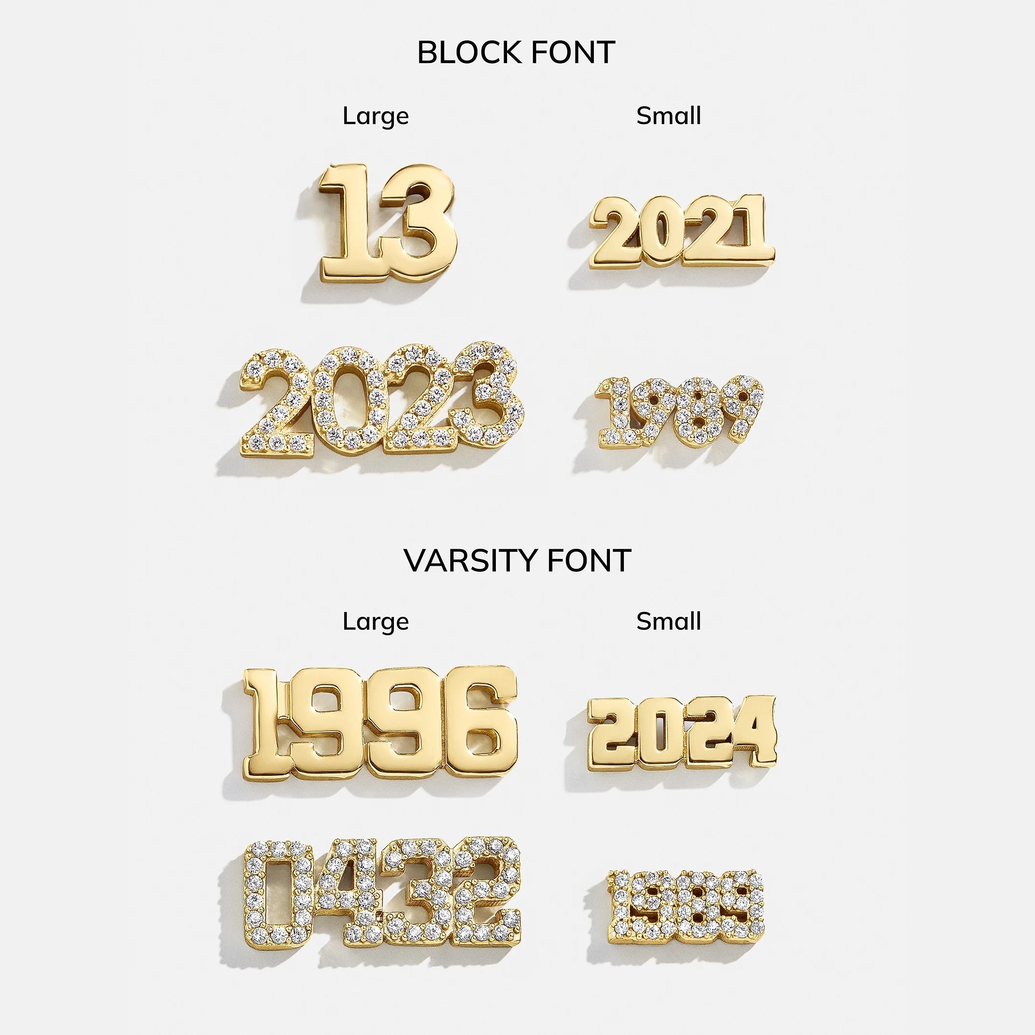14K Gold Varsity Font Custom Number Necklace - Varsity Font Numbers